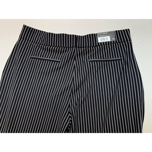 Hilary Radley Women's Tummy Control Pleated Pants Size XL Black White Stripe - Picture 9 of 11